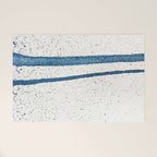 Parallel Universe [horizontal]: a pretty, minimal, abstract piece in lines of vibrant blue and white Welcome Mat Gallery Image 1