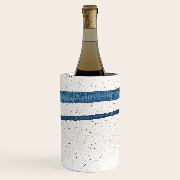 Parallel Universe [horizontal]: a pretty, minimal, abstract piece in lines of vibrant blue and white Wine Chiller Gallery Image 3