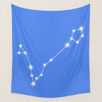 Pisces Zodiac Star Constellation Line Art Bright Blue Wall Tapestry Gallery Image 4