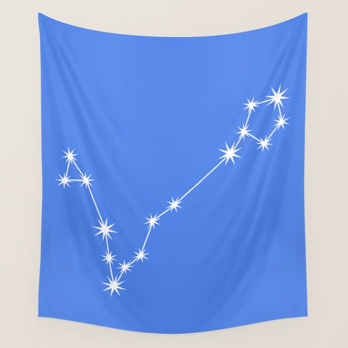 Pisces Zodiac Star Constellation Line Art Bright Blue Wall Tapestry Gallery Image 4