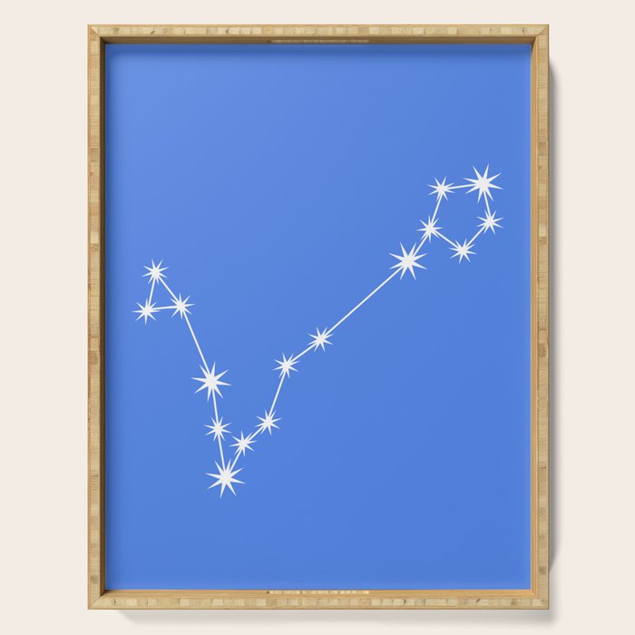 Pisces Zodiac Star Constellation Line Art Bright Blue Serving Tray Gallery Image 1