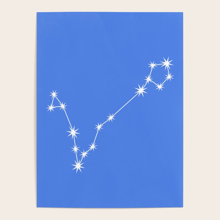 Pisces Zodiac Star Constellation Line Art Bright Blue Poster Gallery Image 4
