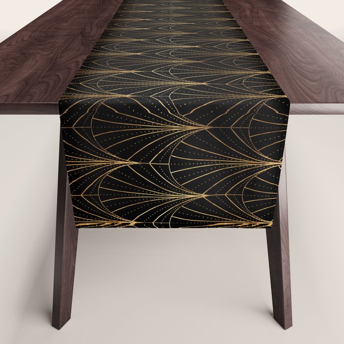 Art Deco Waterfalls // Black Luxe Table Runner Gallery Image 1