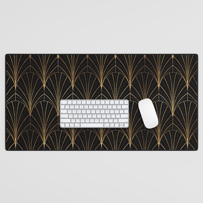 Art Deco Waterfalls // Black Luxe Desk Mat Gallery Image 1