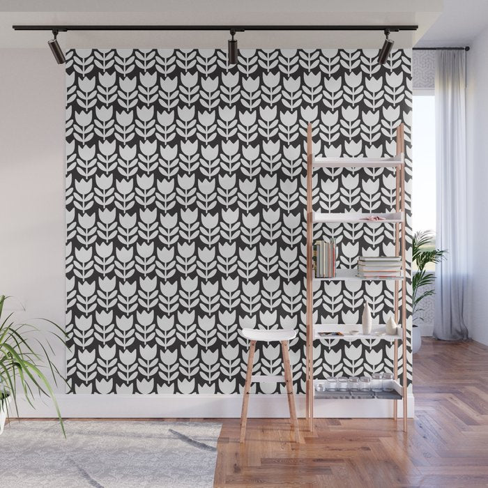Tulip - Black & White  Wall Mural Gallery Image 1