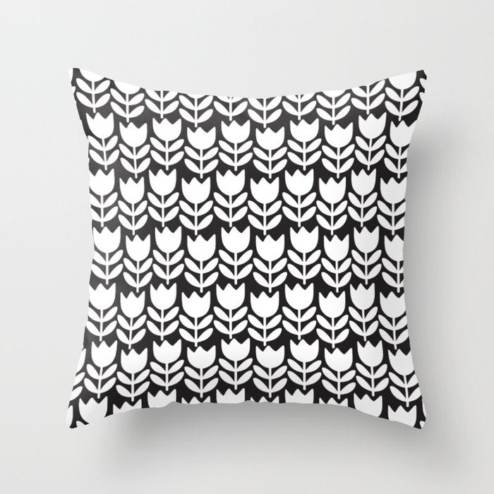 Tulip - Black & White  Throw Pillow Gallery Image 6