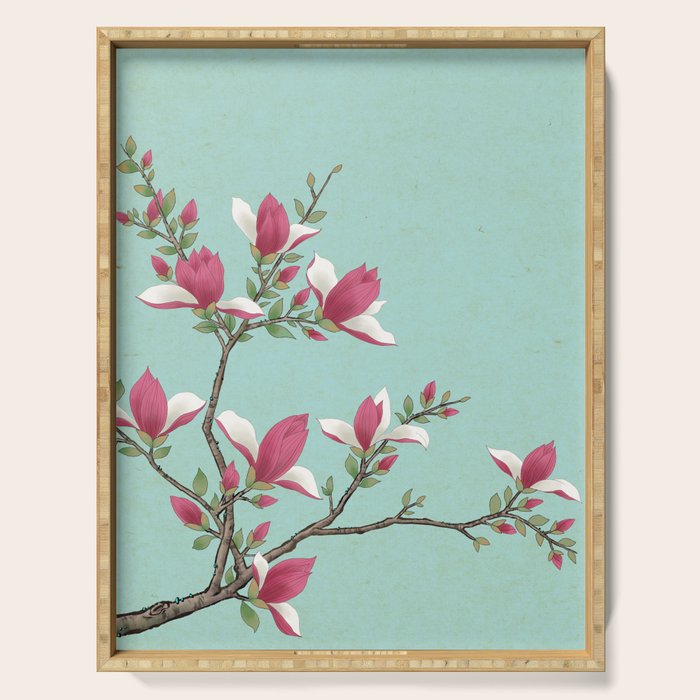 Magnolia : Minhwa-Korean traditional/folk art Serving Tray Gallery Image 1
