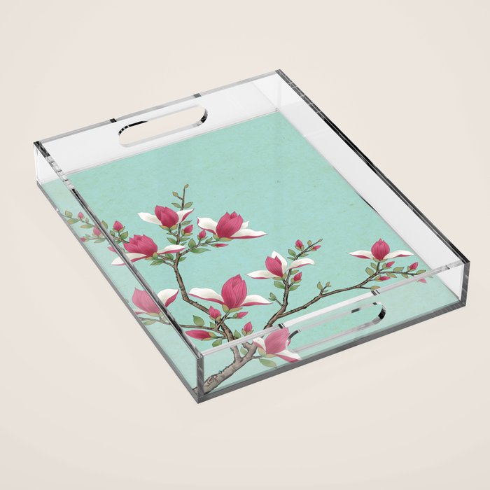 Magnolia : Minhwa-Korean traditional/folk art Acrylic Tray Gallery Image 1