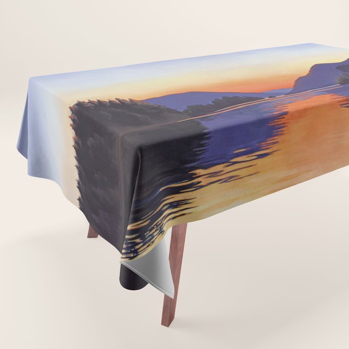 Sunset Over Mountains and River - Sunset in Hood River Tablecloth Gallery Image 1