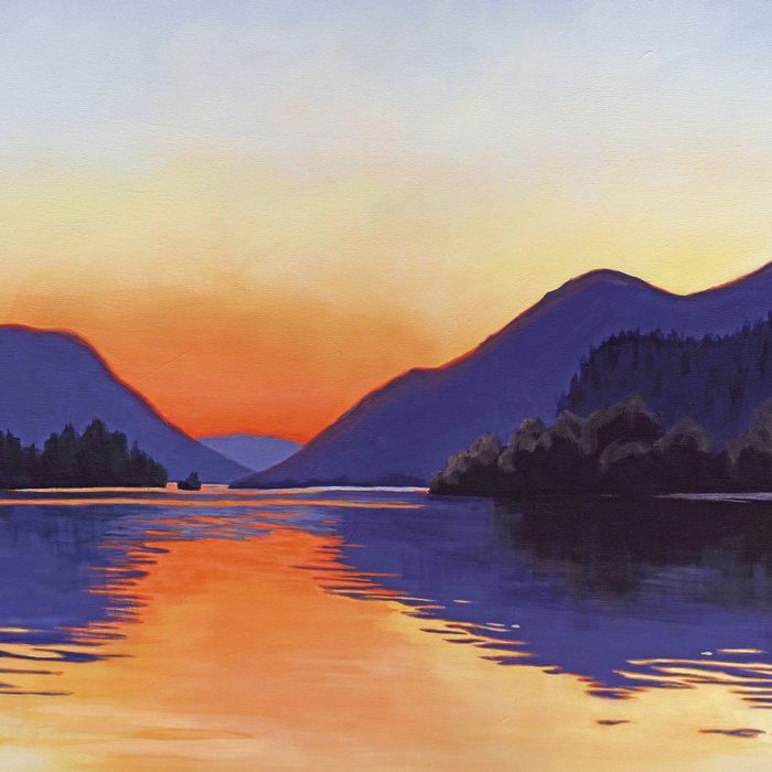 Sunset Over Mountains and River - Sunset in Hood River Coffee Mug Gallery Image 2