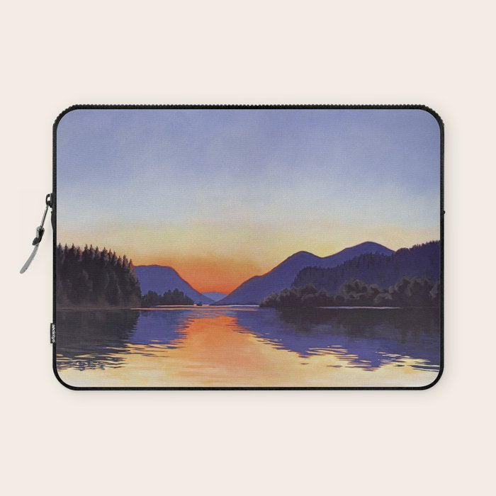 Sunset Over Mountains and River - Sunset in Hood River Laptop Sleeve Gallery Image 1
