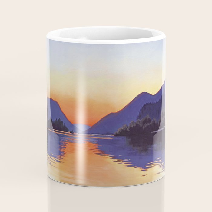 Sunset Over Mountains and River - Sunset in Hood River Coffee Mug Gallery Image 4