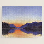 Sunset Over Mountains and River - Sunset in Hood River Jigsaw Puzzle Gallery Image 1