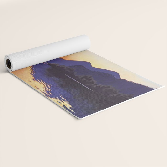 Sunset Over Mountains and River - Sunset in Hood River Yoga Mat Gallery Image 2