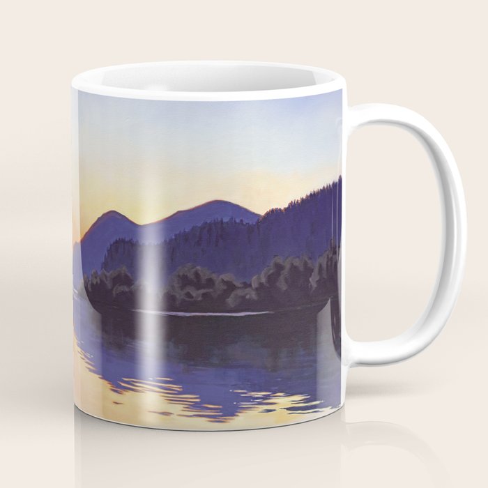 Sunset Over Mountains and River - Sunset in Hood River Coffee Mug Gallery Image 1