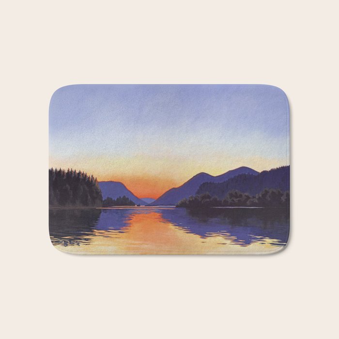 Sunset Over Mountains and River - Sunset in Hood River Bath Mat Gallery Image 1