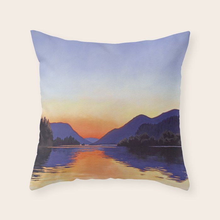 Sunset Over Mountains and River - Sunset in Hood River Throw Pillow Gallery Image 6