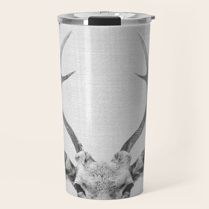 Deer - Black & White Travel Mug Gallery Image 1