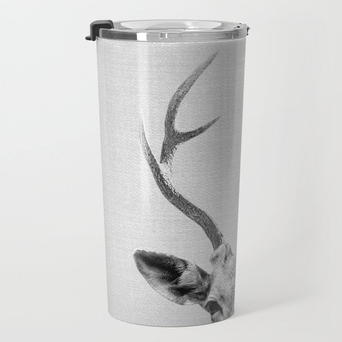 Deer - Black & White Travel Mug Gallery Image 3