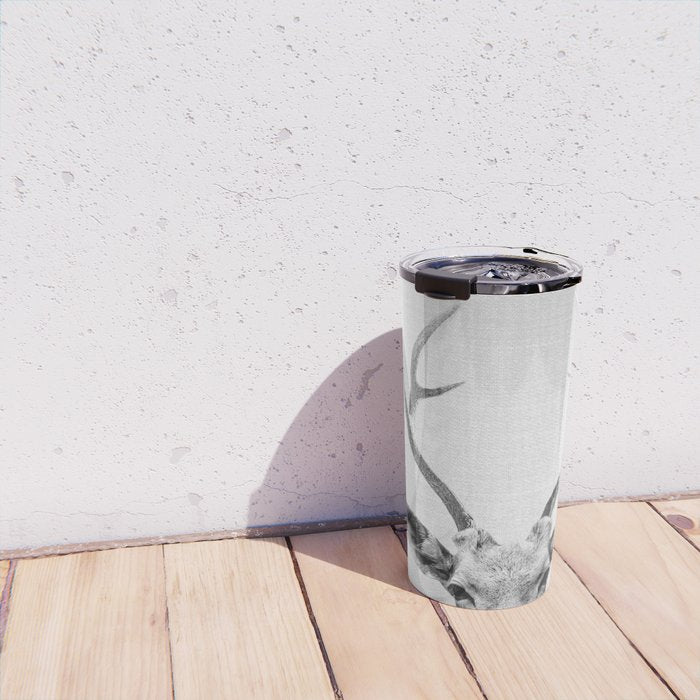 Deer - Black & White Travel Mug Gallery Image 4