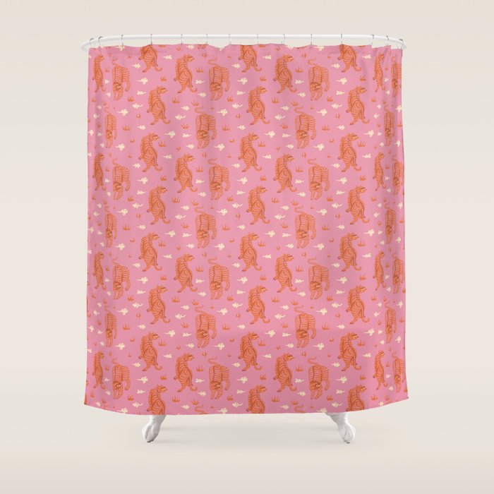 Oriental pink tigers Shower Curtain Gallery Image 1