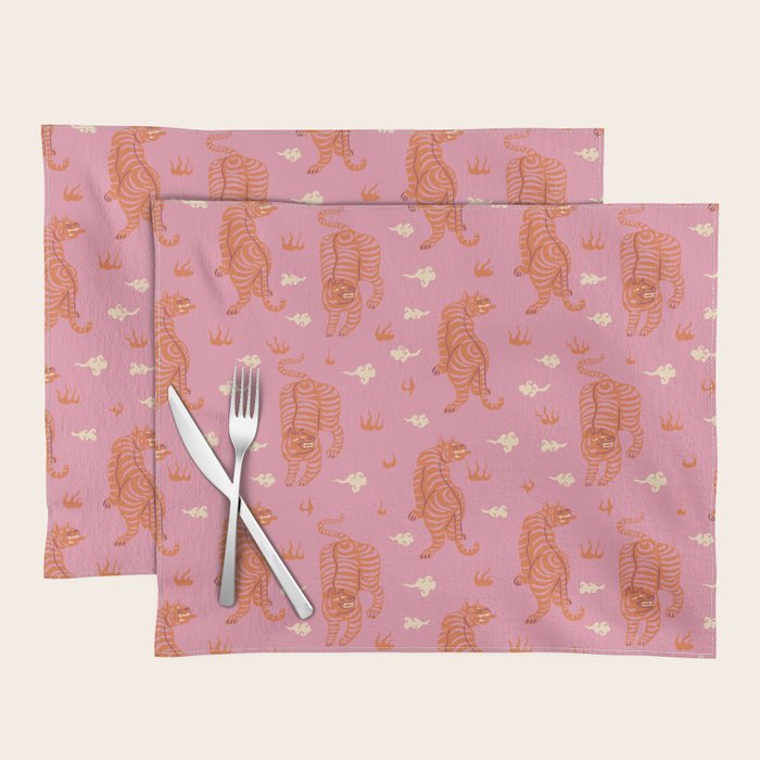 Oriental pink tigers Placemat Gallery Image 1