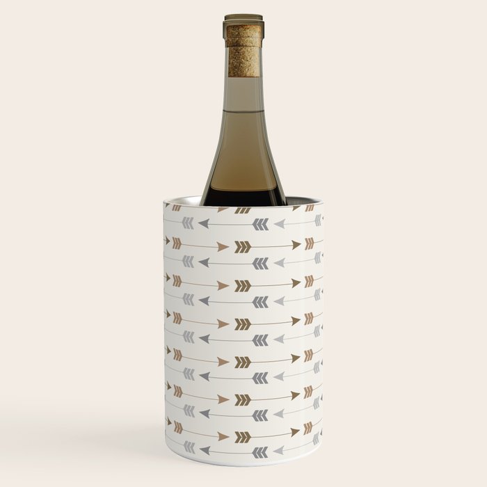 Tribal Arrows Pattern - Cream, Brown and Grey Wine Chiller Gallery Image 3