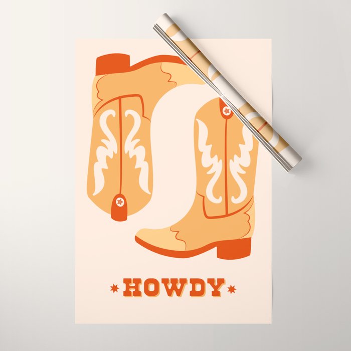 Howdy Cowboy Boots Wrapping Paper Gallery Image 1