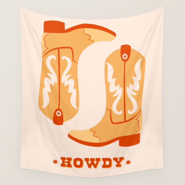 Howdy Cowboy Boots Wall Tapestry Gallery Image 4