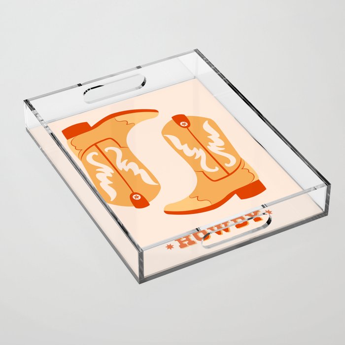 Howdy Cowboy Boots Acrylic Tray Gallery Image 1
