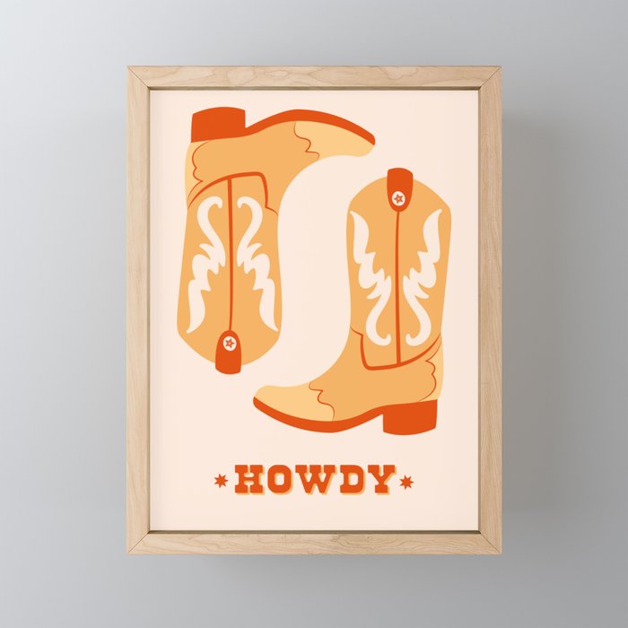 Howdy Cowboy Boots Mini Art Print Gallery Image 1