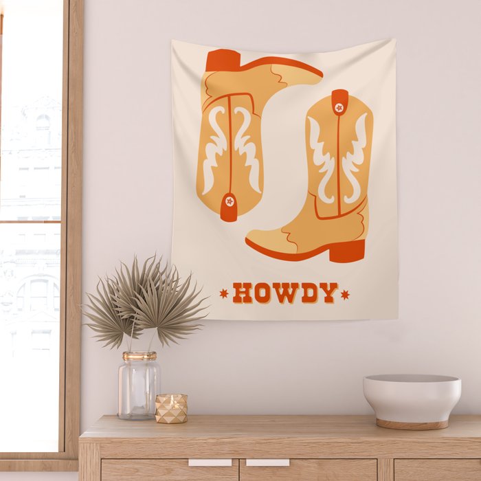 Howdy Cowboy Boots Wall Tapestry Gallery Image 2
