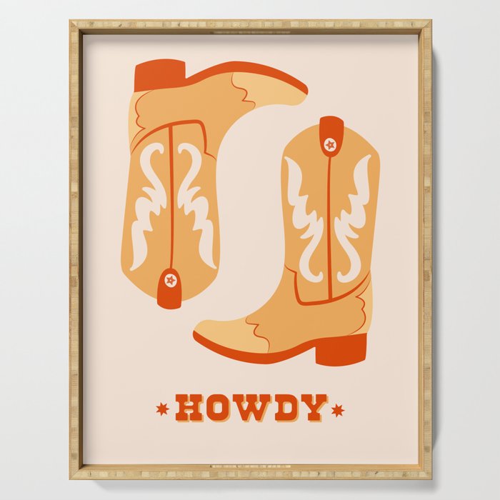 Howdy Cowboy Boots Serving Tray Gallery Image 1