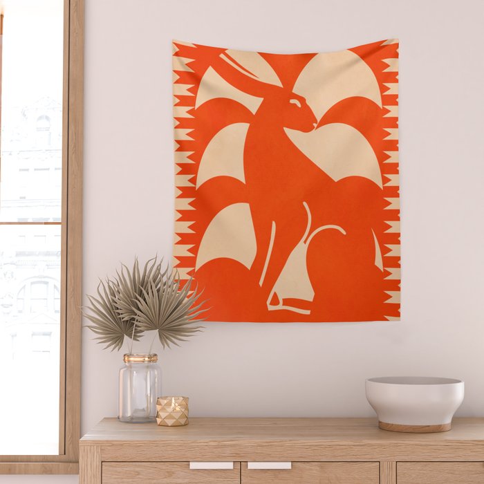 Minimalist Rabbit 7 Wall Tapestry Gallery Image 2