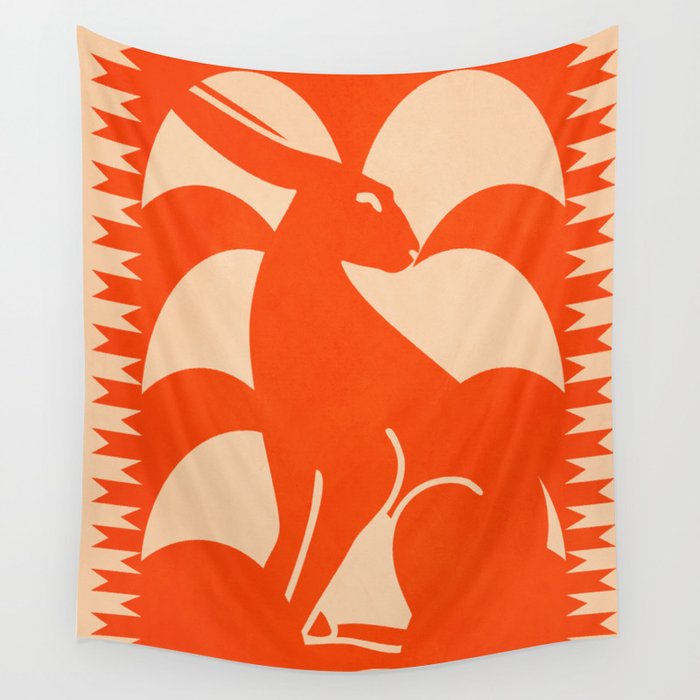 Minimalist Rabbit 7 Wall Tapestry Gallery Image 1