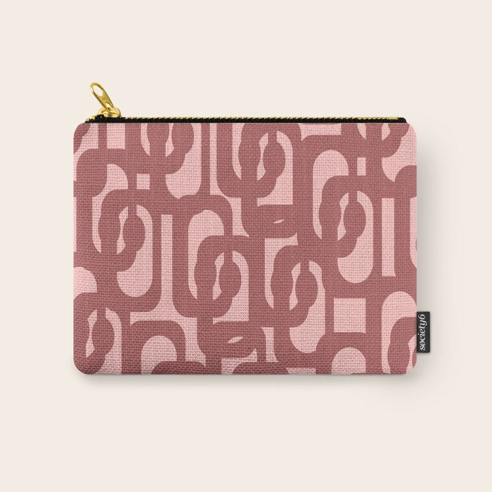 Mid Century Modern Loops Pattern in Maroon and Pink Blush Carry All Pouch Gallery Image 1