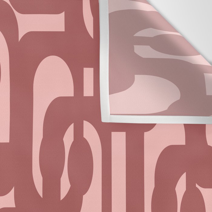 Mid Century Modern Loops Pattern in Maroon and Pink Blush Wall Tapestry Gallery Image 3