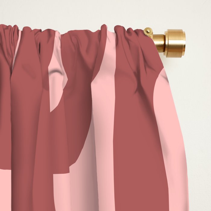 Mid Century Modern Loops Pattern in Maroon and Pink Blush Window Curtain Gallery Image 2