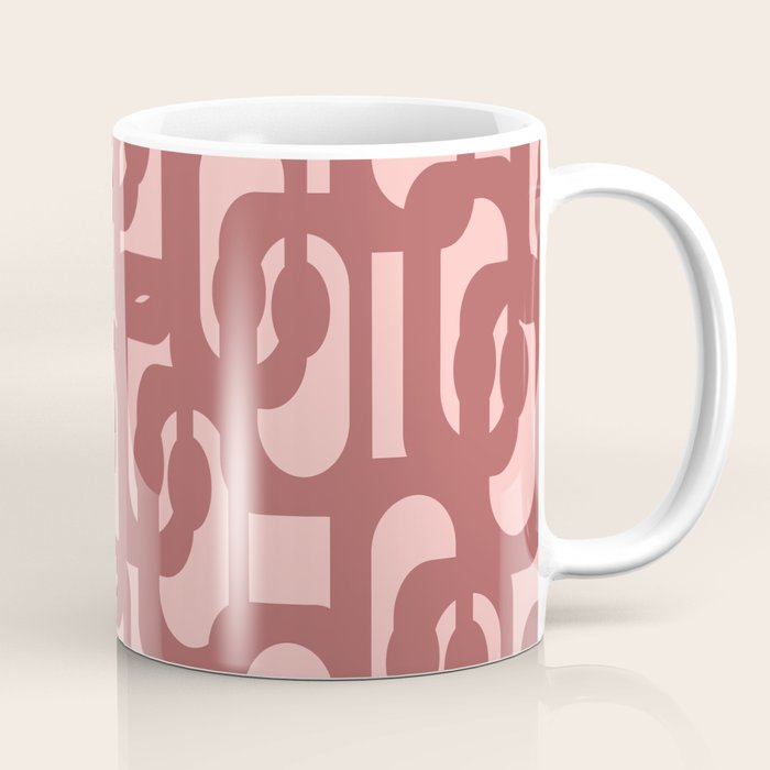 Mid Century Modern Loops Pattern in Maroon and Pink Blush Coffee Mug Gallery Image 1