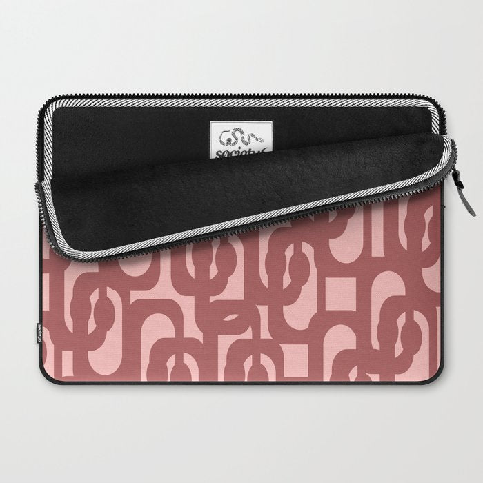 Mid Century Modern Loops Pattern in Maroon and Pink Blush Laptop Sleeve Gallery Image 2