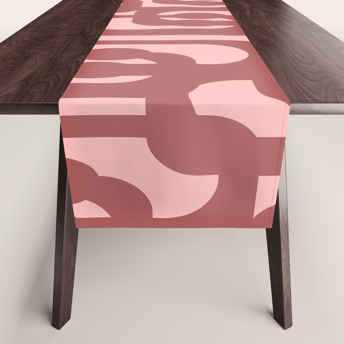 Mid Century Modern Loops Pattern in Maroon and Pink Blush Table Runner Gallery Image 1