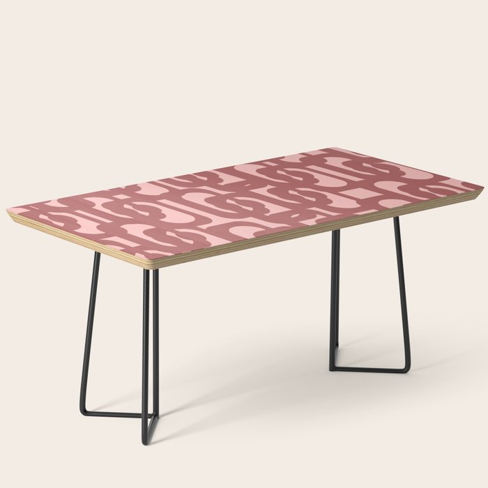 Mid Century Modern Loops Pattern in Maroon and Pink Blush Coffee Table Gallery Image 1