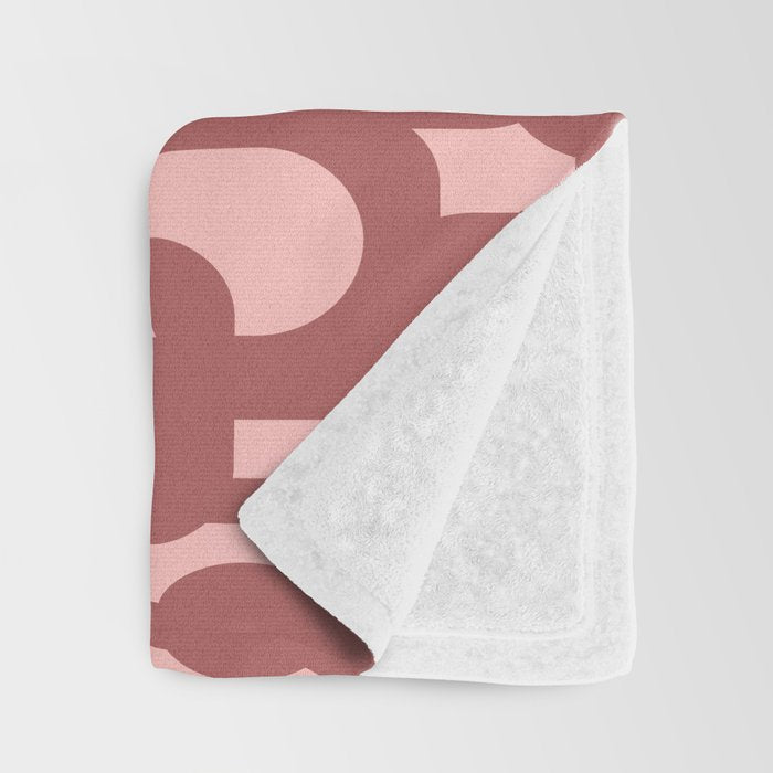 Mid Century Modern Loops Pattern in Maroon and Pink Blush Throw Blanket Gallery Image 3