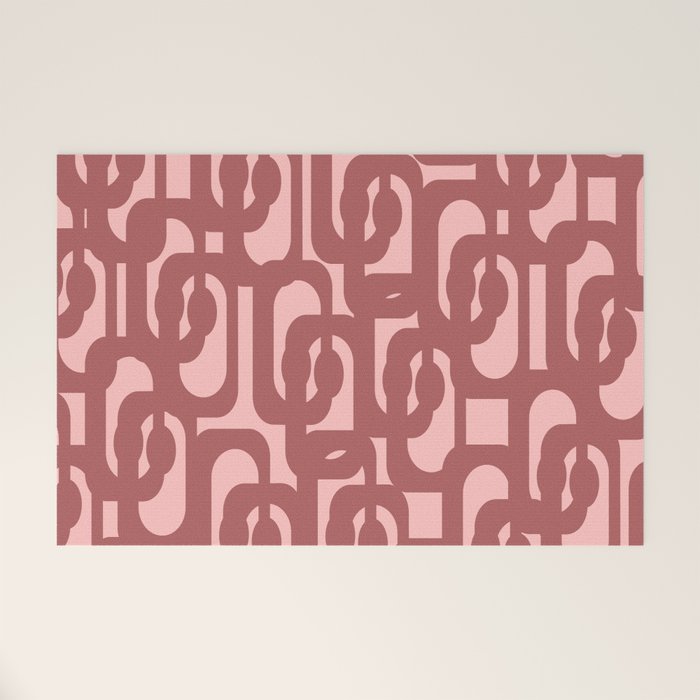 Mid Century Modern Loops Pattern in Maroon and Pink Blush Welcome Mat Gallery Image 1