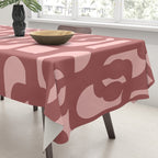 Mid Century Modern Loops Pattern in Maroon and Pink Blush Tablecloth Gallery Image 3