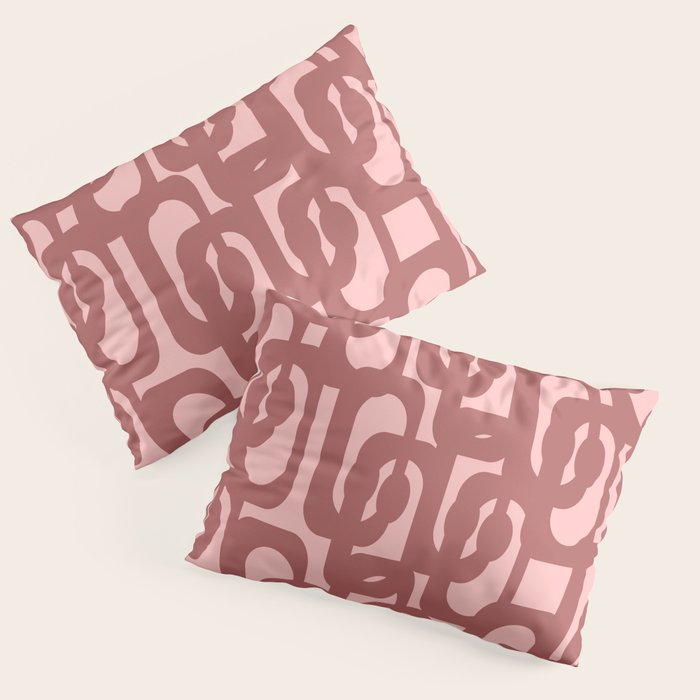 Mid Century Modern Loops Pattern in Maroon and Pink Blush Pillow Sham Gallery Image 3