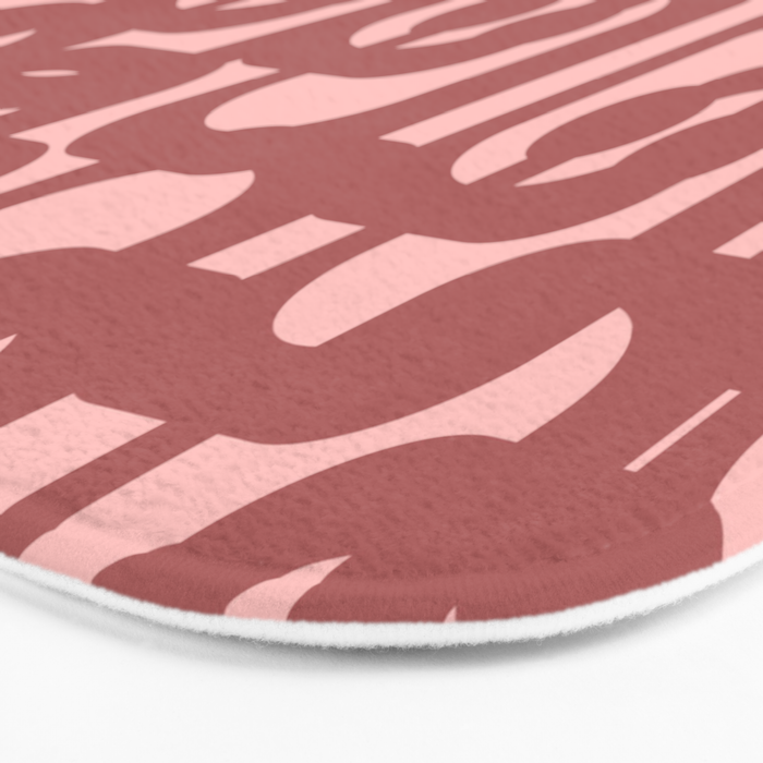 Mid Century Modern Loops Pattern in Maroon and Pink Blush Bath Mat Gallery Image 3