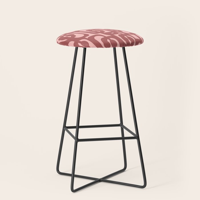 Mid Century Modern Loops Pattern in Maroon and Pink Blush Stool Gallery Image 1