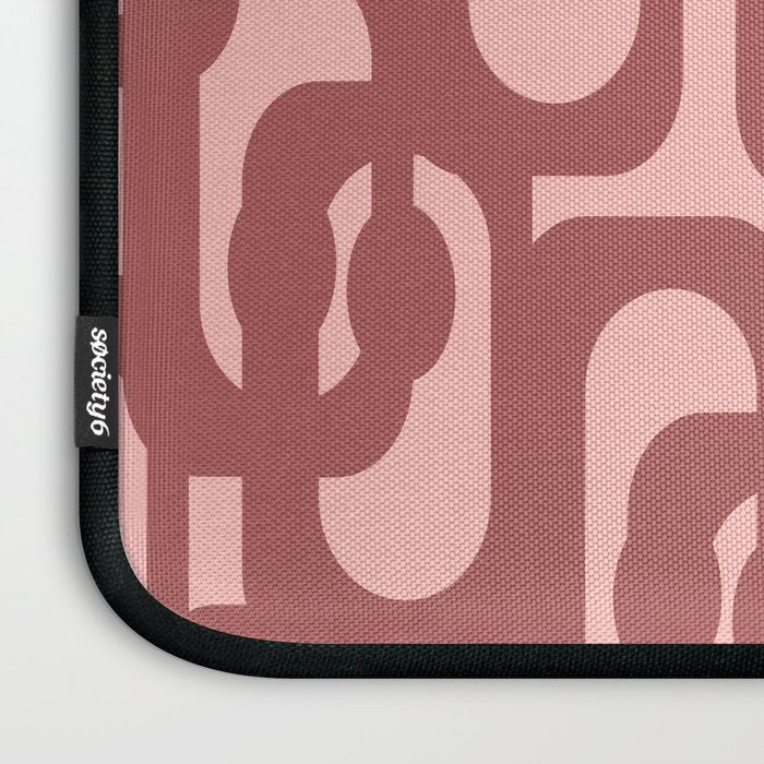 Mid Century Modern Loops Pattern in Maroon and Pink Blush Laptop Sleeve Gallery Image 3