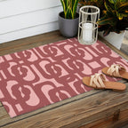 Mid Century Modern Loops Pattern in Maroon and Pink Blush Outdoor Rug Gallery Image 2